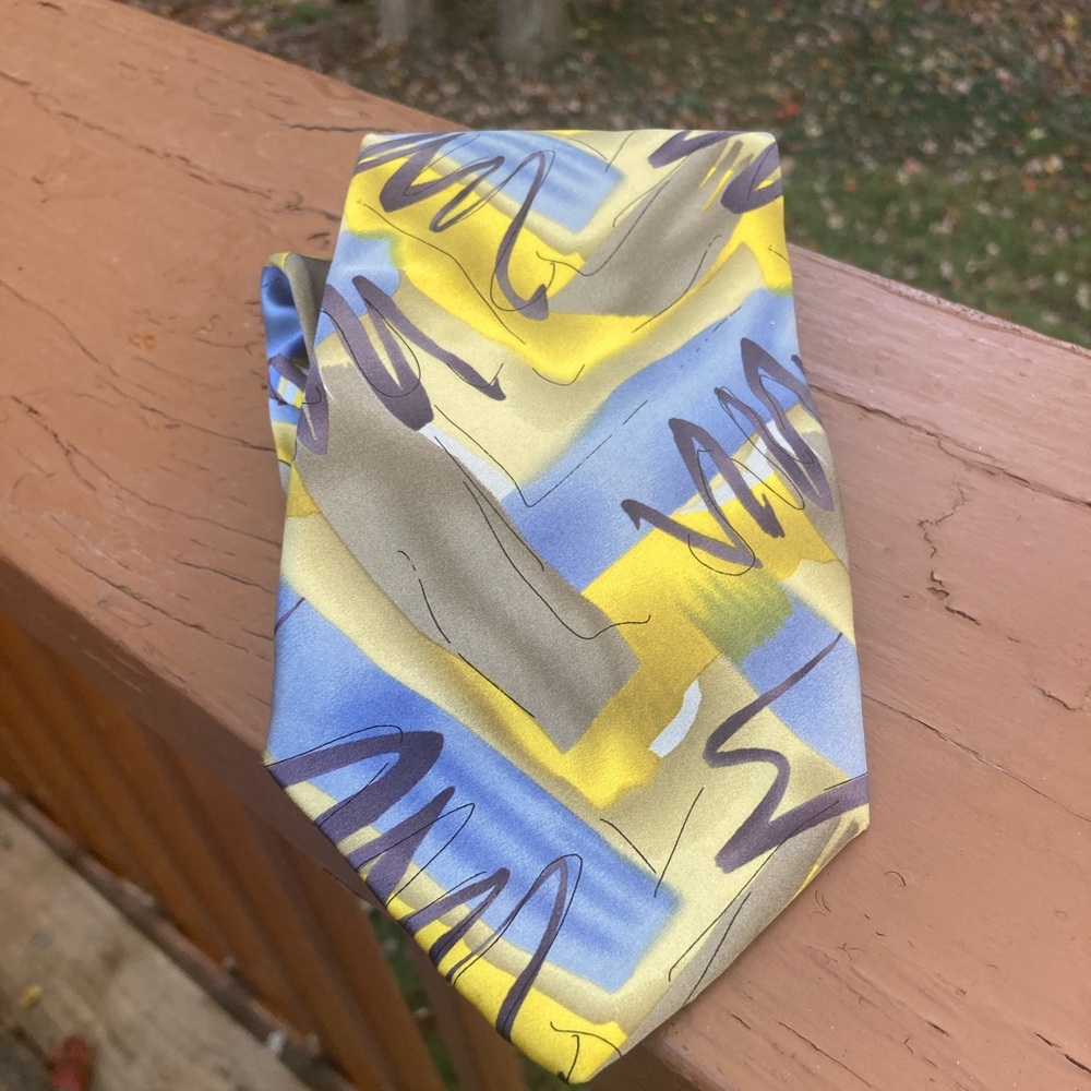 J. Garcia silk gold and blue tie